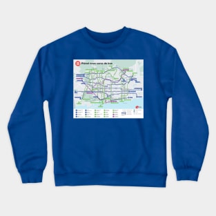 Barcelona - Bus Map - Spain - HD Crewneck Sweatshirt